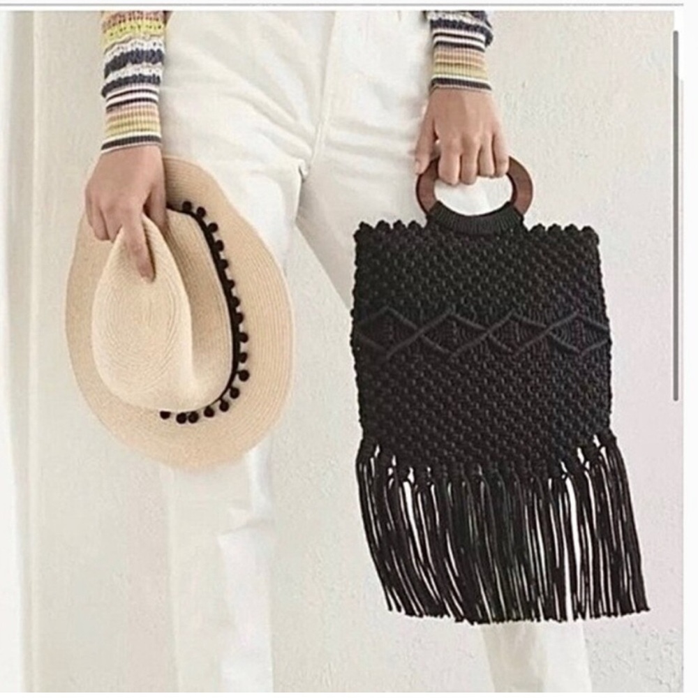 Danielle Nicole Black Fringe Handbag - image 1